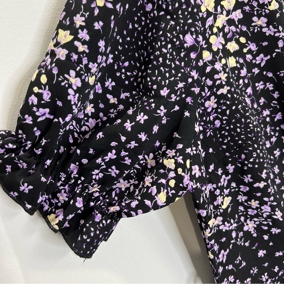 Missguided Black Purple Floral Ruffle Mini Dress 2 - Picture 7 of 10